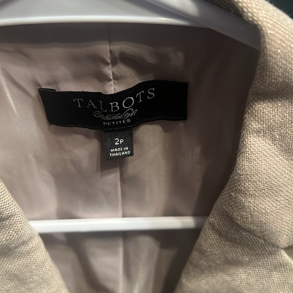 Talbots blazer, size 2P, linen blend EUC, khaki color with a sparkle - Picture 3 of 8